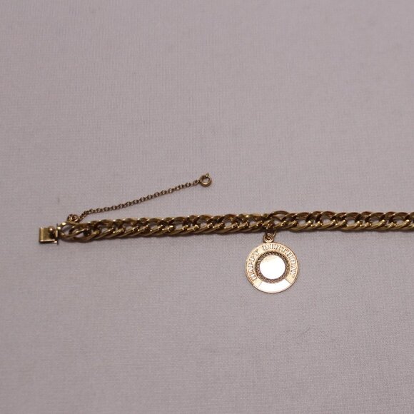 Vintage 12K Gold Filled Double Link Chain Bracelet w/Lamode Happy Birthday Charm - Picture 6 of 10